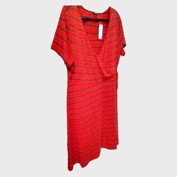 Torrid Women's New Plus Size Stripped Wrap Dress. - Picture 3 of 14